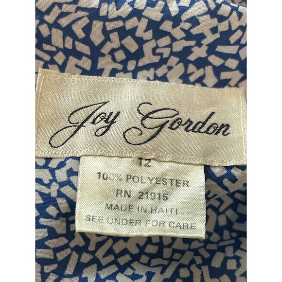 VTG 80s Joy Gordon Midi Blue White Semi Sheer Short Sleeve Nautical Dress 12 - Picture 8 of 12